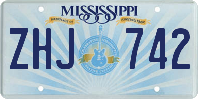 MS license plate ZHJ742
