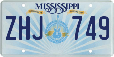 MS license plate ZHJ749