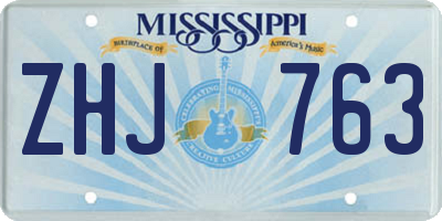 MS license plate ZHJ763