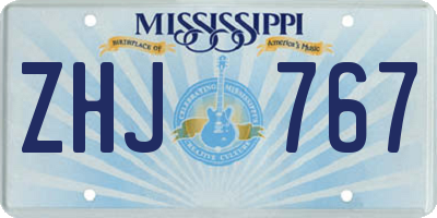 MS license plate ZHJ767