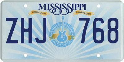 MS license plate ZHJ768
