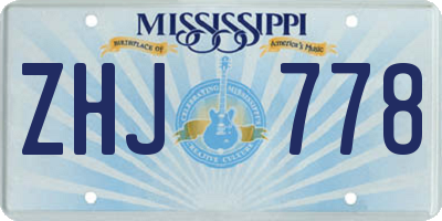 MS license plate ZHJ778