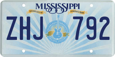 MS license plate ZHJ792