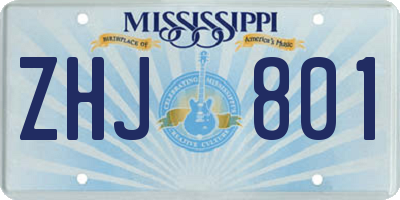 MS license plate ZHJ801