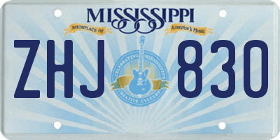 MS license plate ZHJ830