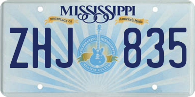 MS license plate ZHJ835
