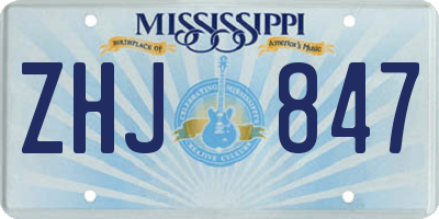 MS license plate ZHJ847