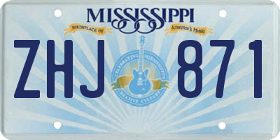 MS license plate ZHJ871