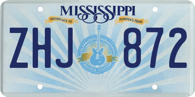 MS license plate ZHJ872