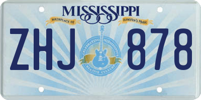 MS license plate ZHJ878