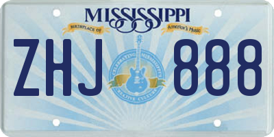 MS license plate ZHJ888