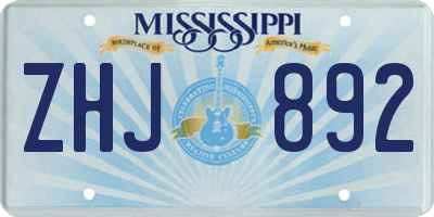 MS license plate ZHJ892