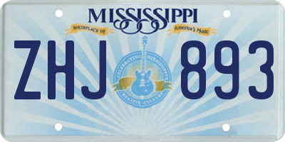 MS license plate ZHJ893