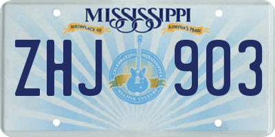 MS license plate ZHJ903