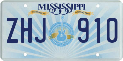 MS license plate ZHJ910