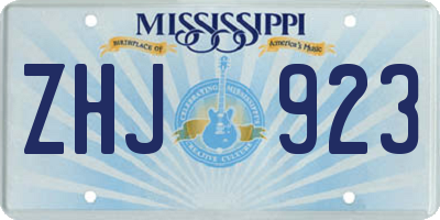 MS license plate ZHJ923