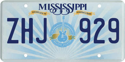 MS license plate ZHJ929
