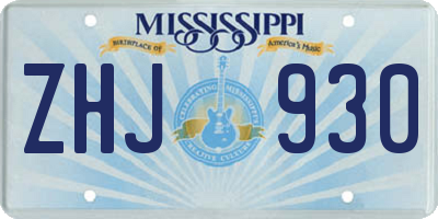 MS license plate ZHJ930