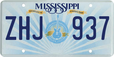 MS license plate ZHJ937