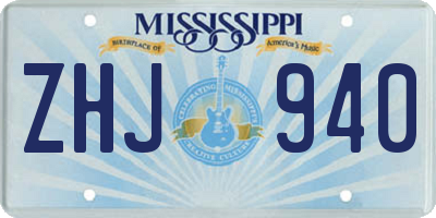 MS license plate ZHJ940