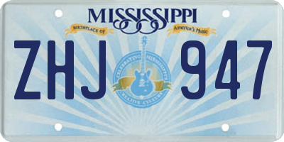 MS license plate ZHJ947