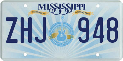 MS license plate ZHJ948
