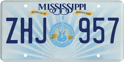 MS license plate ZHJ957