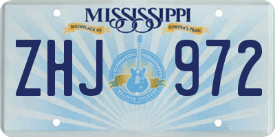 MS license plate ZHJ972
