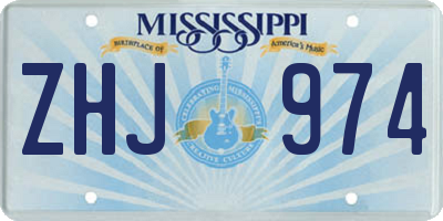 MS license plate ZHJ974