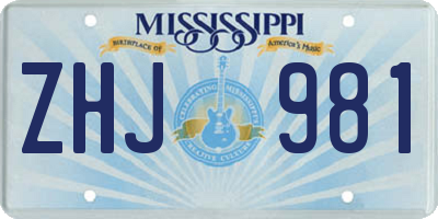 MS license plate ZHJ981
