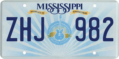 MS license plate ZHJ982