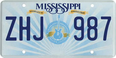MS license plate ZHJ987
