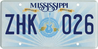 MS license plate ZHK026