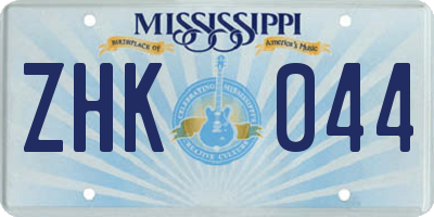 MS license plate ZHK044
