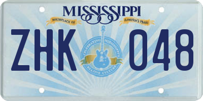 MS license plate ZHK048