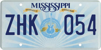 MS license plate ZHK054
