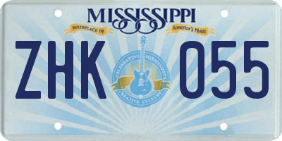 MS license plate ZHK055