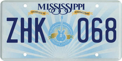 MS license plate ZHK068