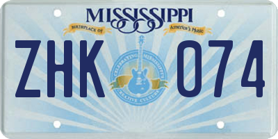 MS license plate ZHK074