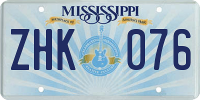 MS license plate ZHK076