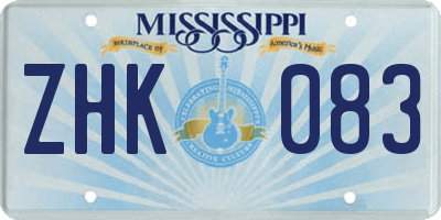 MS license plate ZHK083