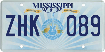 MS license plate ZHK089