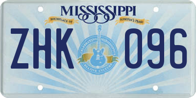 MS license plate ZHK096