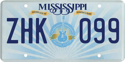 MS license plate ZHK099