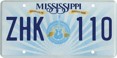 MS license plate ZHK110