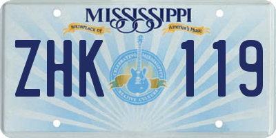 MS license plate ZHK119