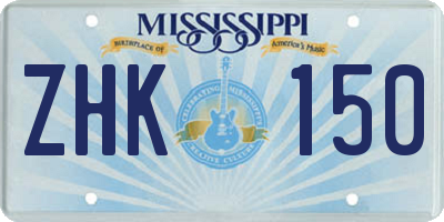 MS license plate ZHK150