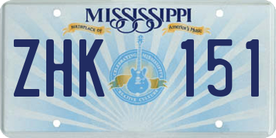 MS license plate ZHK151