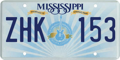 MS license plate ZHK153