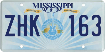 MS license plate ZHK163